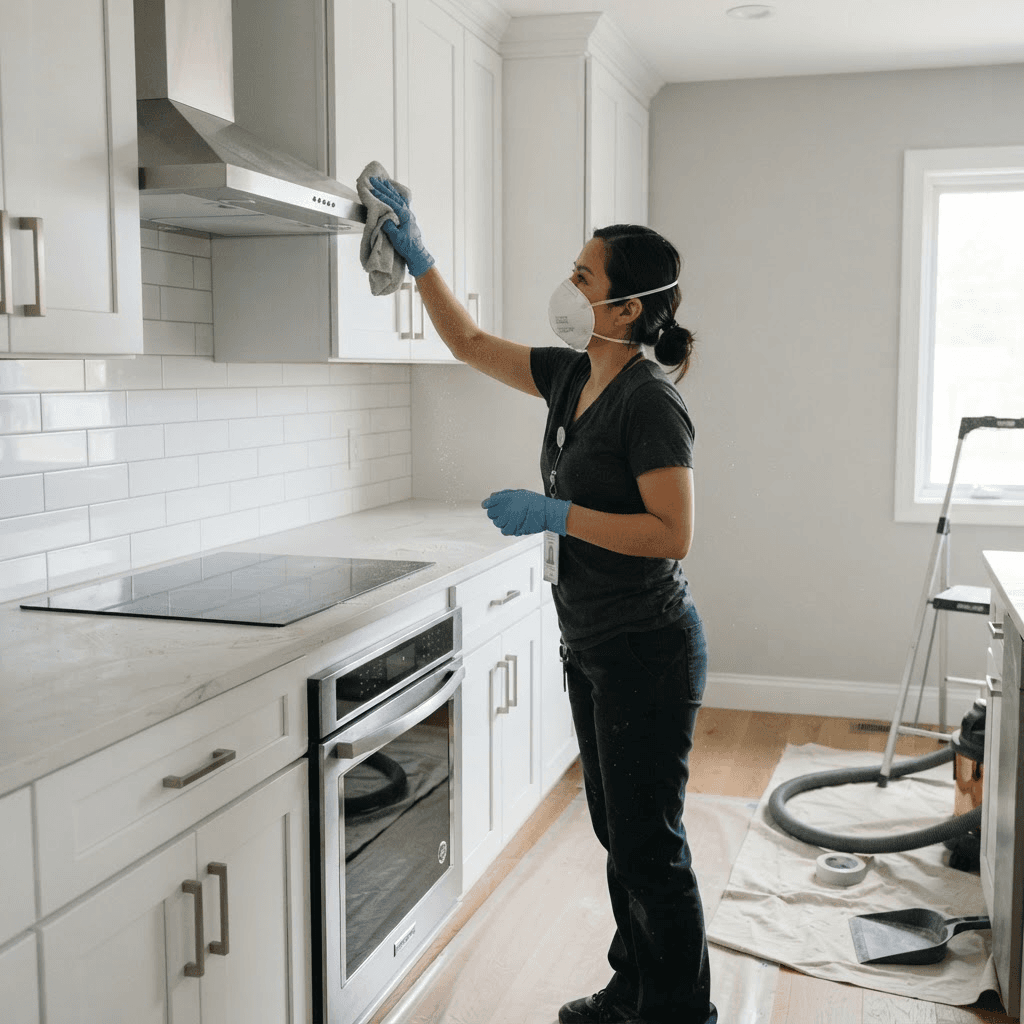 Cleaner removing fine dust after a home renovation in Fairfax County